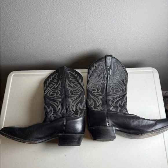 Justin Boots Mens Size 10 D Black Western Cowboy Pointed Toe Embroidered Design - Picture 4 of 8